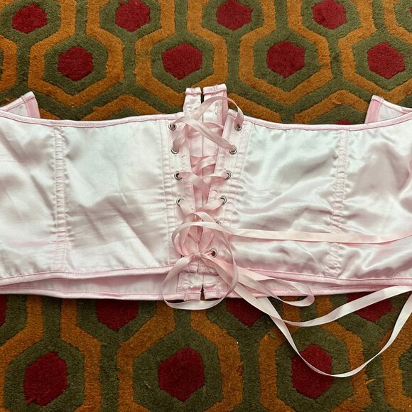 Pink Satin Underbust Corset Plus Size - Picture 2 of 2